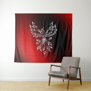 Red Black Ashes and Phoenix Tapestry