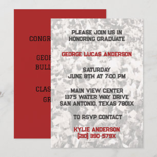 Red Black Athlete Player Graduation Invitation 