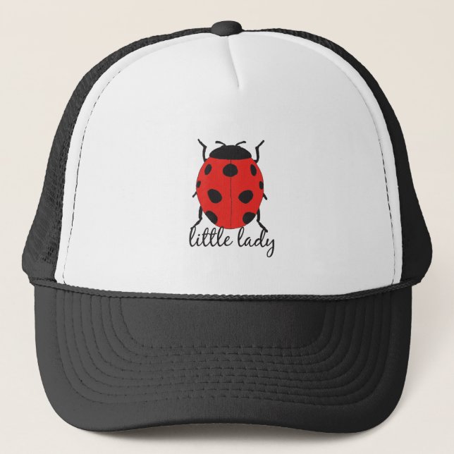 Red & Black Baby Ladybug Cute Red Ladybug Insect Trucker Hat (Front)
