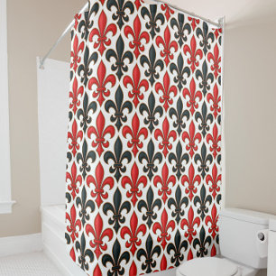 Red Black Baroque Fleur-de-lis Pattern Design