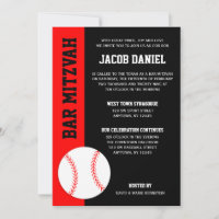 Red Black Baseball Bar Mitzvah