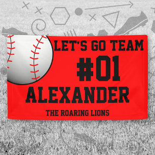 Red Black Baseball Team Banner