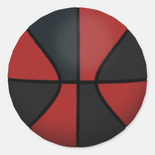 Red & Black Basketball: Classic Round Sticker