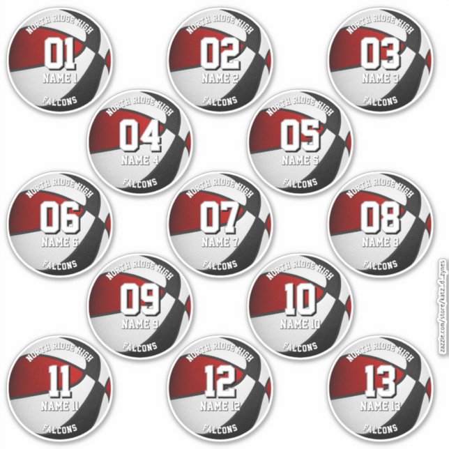 red black basketball custom 13 players names (Front)