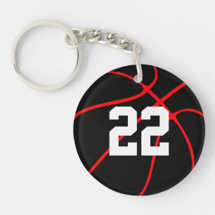 Red & Black Basketball Player Number or Initials Keychain