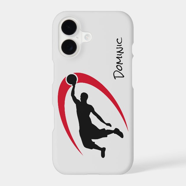 Red Black Basketball Player Slam Dunk (Back)