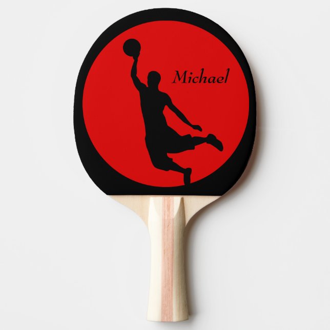 Red Black Basketball Slam Dunk Personalized Ping Pong Paddle (Front)