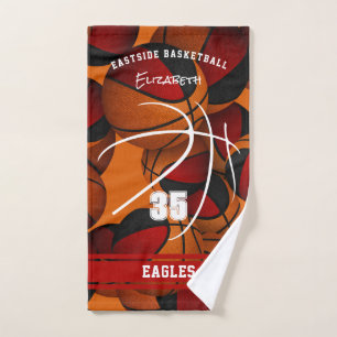 red black basketball team colours athlete name hand towel