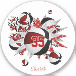 red black basketballs stars girls jersey number 