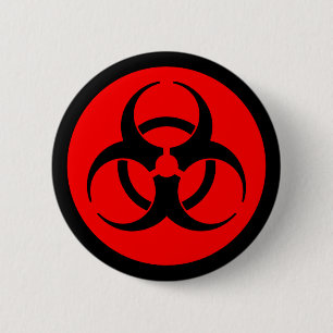 Red & Black Biohazard Symbol 2 Inch Round Button