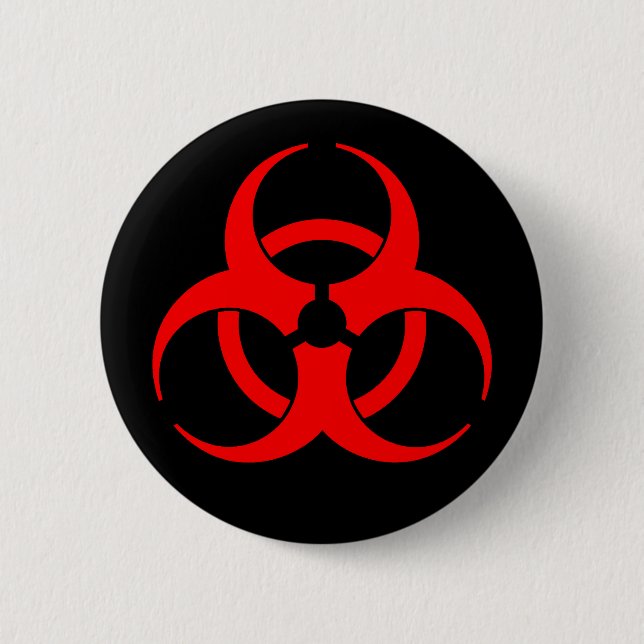 Red & Black Biohazard Symbol Button (Front)