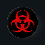 Red & Black Biohazard Symbol Button<br><div class="desc">Red and black bioahzard symbol button pin.</div>