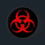Red & Black Biohazard Symbol Button<br><div class="desc">Red and black bioahzard symbol button pin.</div>