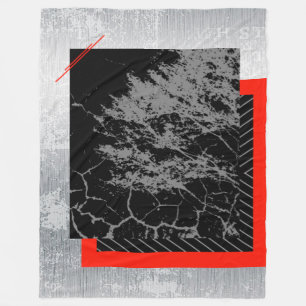 Red, black, black and grey striped  fleece blanket