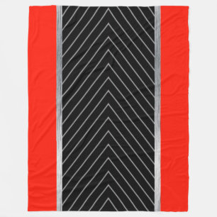 Red, black, black and white pinstripe fleece blanket