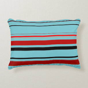 Red Black Blue Brown Stripes Accent Pillow