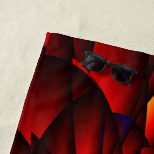 Red Black Blue Petal Beach Towel