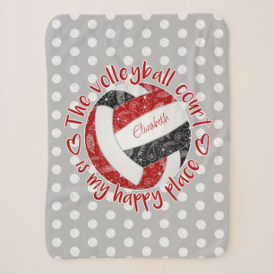 red black boho volleyball court happy place mantra sherpa blanket