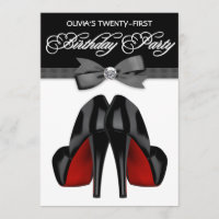 Red Black Bow Tie Womans Birthday Party