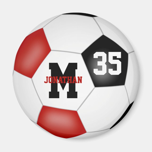red black boys girls soccer team colours magnet (Front)