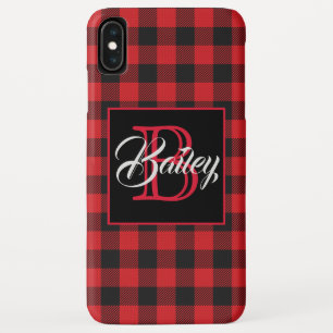 Red & Black Buffalo Check Personalized iPhone Case