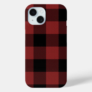 Red Black Buffalo Check Plaid iPhone 15 Case