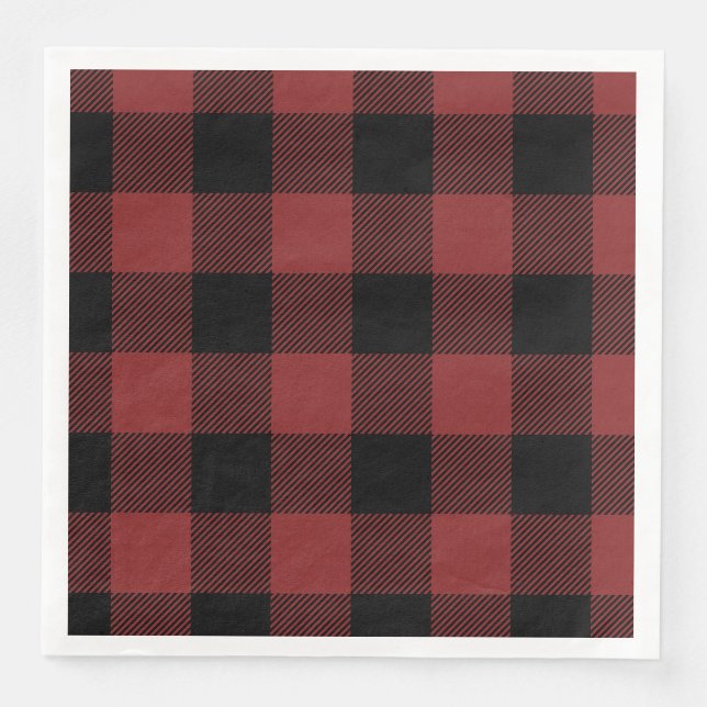 Red Black Buffalo Check Plaid Napkin (Front)