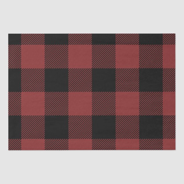 Red Black Buffalo Check Plaid Tissue Paper (Front)