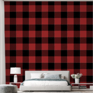 Red Black Buffalo Check Plaid Wallpaper