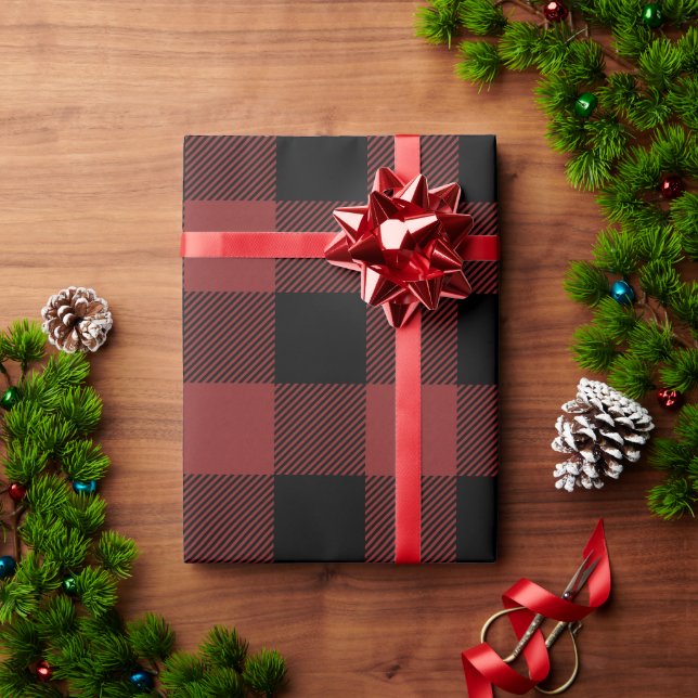 Red Black Buffalo Check Plaid Wrapping Paper (Holiday Gift)