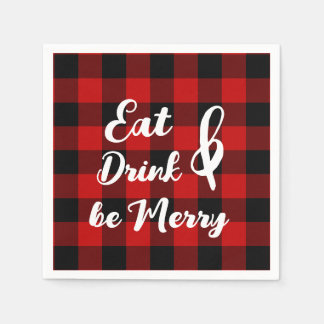 Red Black Buffalo Gingham Check Paper Napkin
