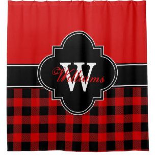 Red Black Buffalo Plaid 1ICBR Monogram