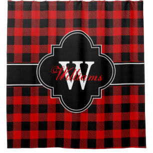 Red Black Buffalo Plaid 1IRQ Monogram