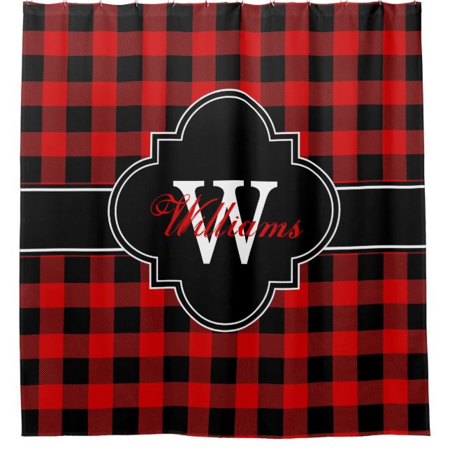 Red Black Buffalo Plaid 1IRQ Monogram (Front)