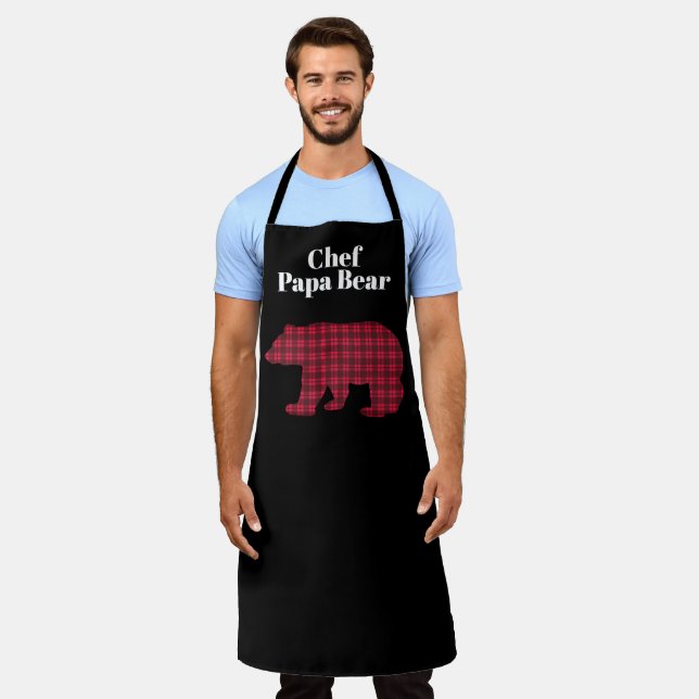 Red Black Buffalo Plaid Chef Papa Bear Apron (Worn)