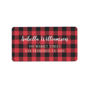 Red & Black Buffalo Plaid Christmas Label