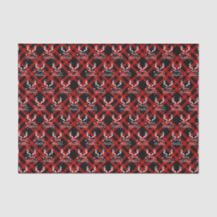 Red Black Buffalo Plaid Deer Antlers Christmas Tissue Paper