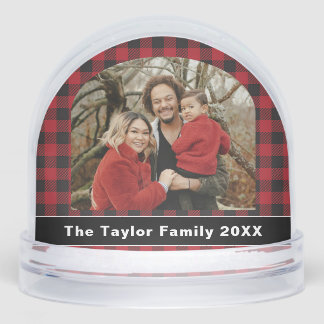 Red & Black Buffalo Plaid Family Photo Christmas