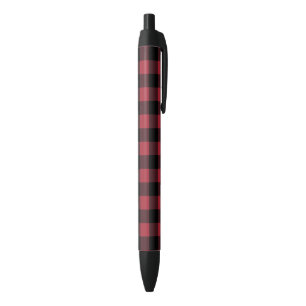 Red Black Buffalo Plaid Flannel Look Ink Pen