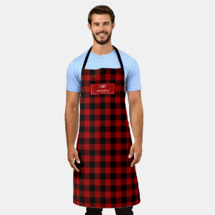 Red Black Buffalo Plaid Lumberjack Personalized Apron