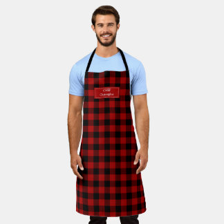 Red Black Buffalo Plaid Lumberjack Personalized Apron
