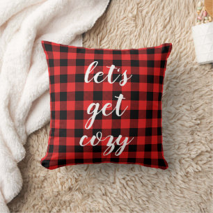 Red Black Buffalo Plaid   Lumberjack Personalized Throw Pillow