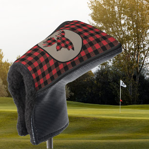 Red Black Buffalo Plaid Moose Golf Head Cover