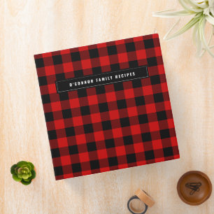 Red Black Buffalo Plaid Pattern Binder