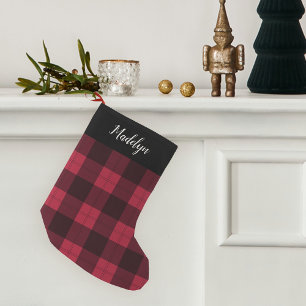 Red & Black Buffalo Plaid Personalized Small Christmas Stocking