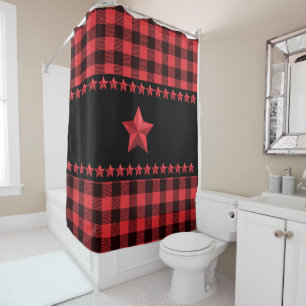 Red & Black Buffalo Plaid Red Stars Accent