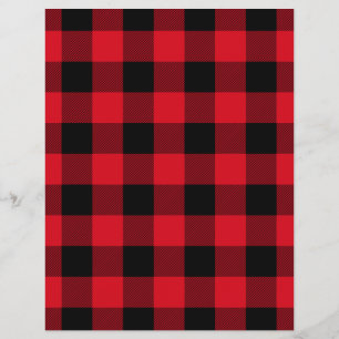 Red Black Buffalo Plaid Rustic Scrapbook Paper