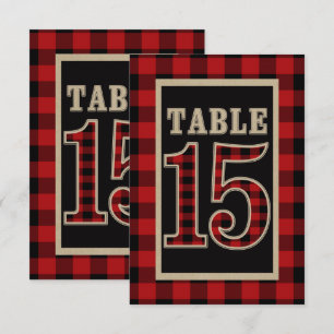 Red & Black Buffalo Plaid Rustic Table Number 15