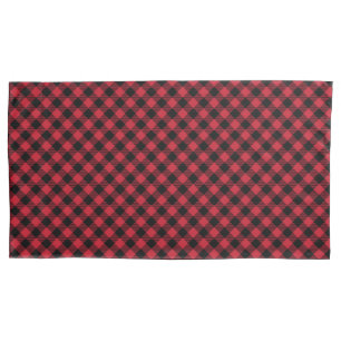 Red Black Buffalo Plaid Tartan Festive Rustic Pillowcase
