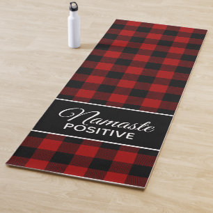Red, Black Buffalo Plaid Yoga Mat 2